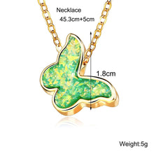 Load image into Gallery viewer, Opal Created Butterfly-Green 18K Gold Plated Necklace in 18K Gold Plat
